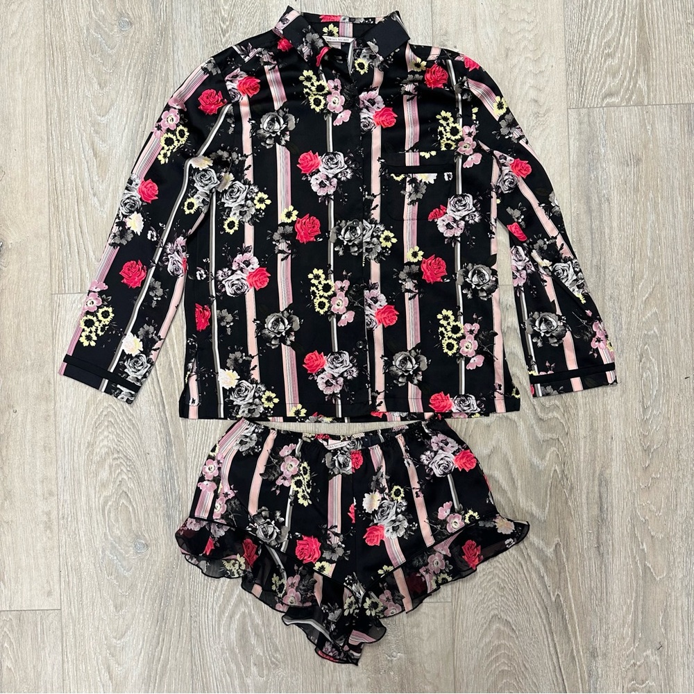 Victoria’s Secret black/pink floral pajama set